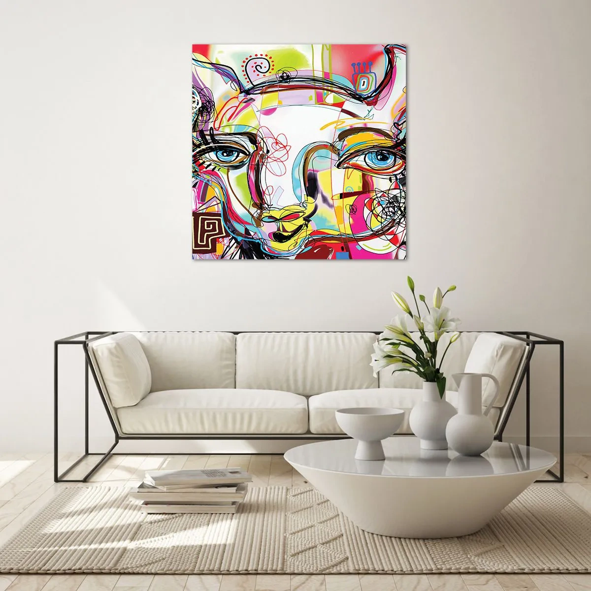 Glass picture - Pretty Mama Cat - 50x50 cm