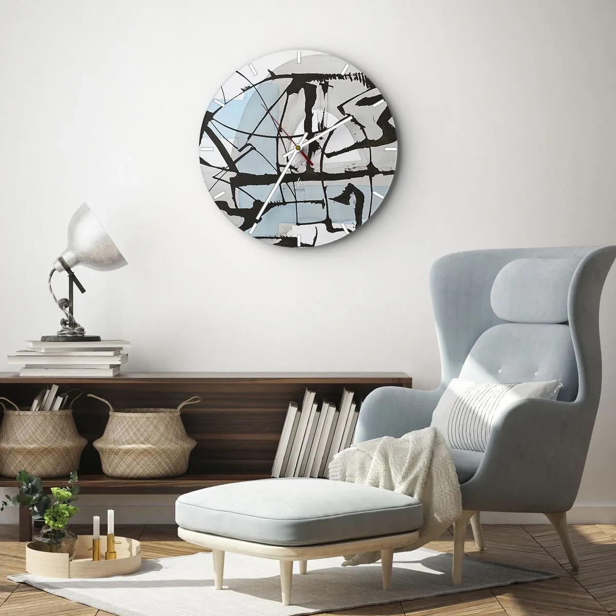 Wall clock - Clock on glass - After All Blue - 40x40 cm