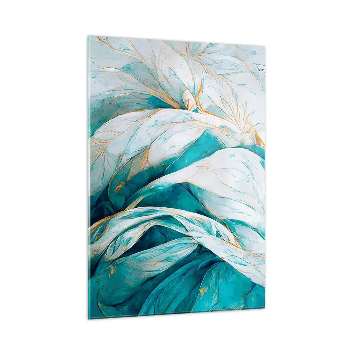 Glass picture - Blue Abstract with a Golden Motif - 50x70 cm