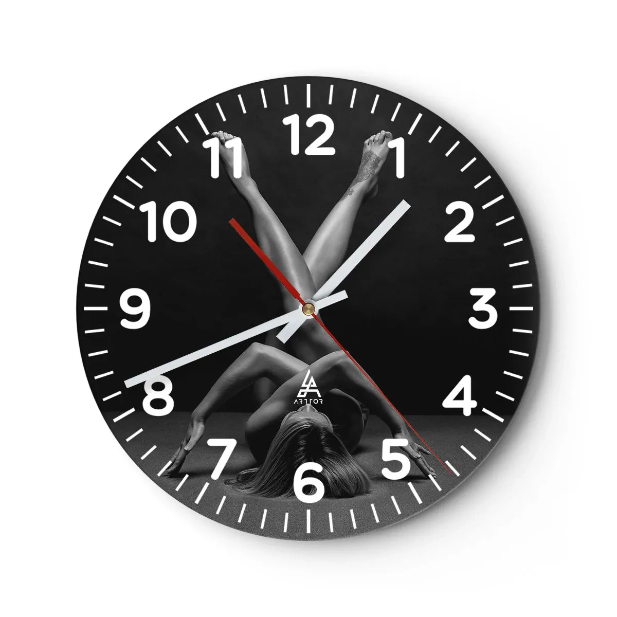 Wall clock - Clock on glass - Geometry of Nakedness - 40x40 cm