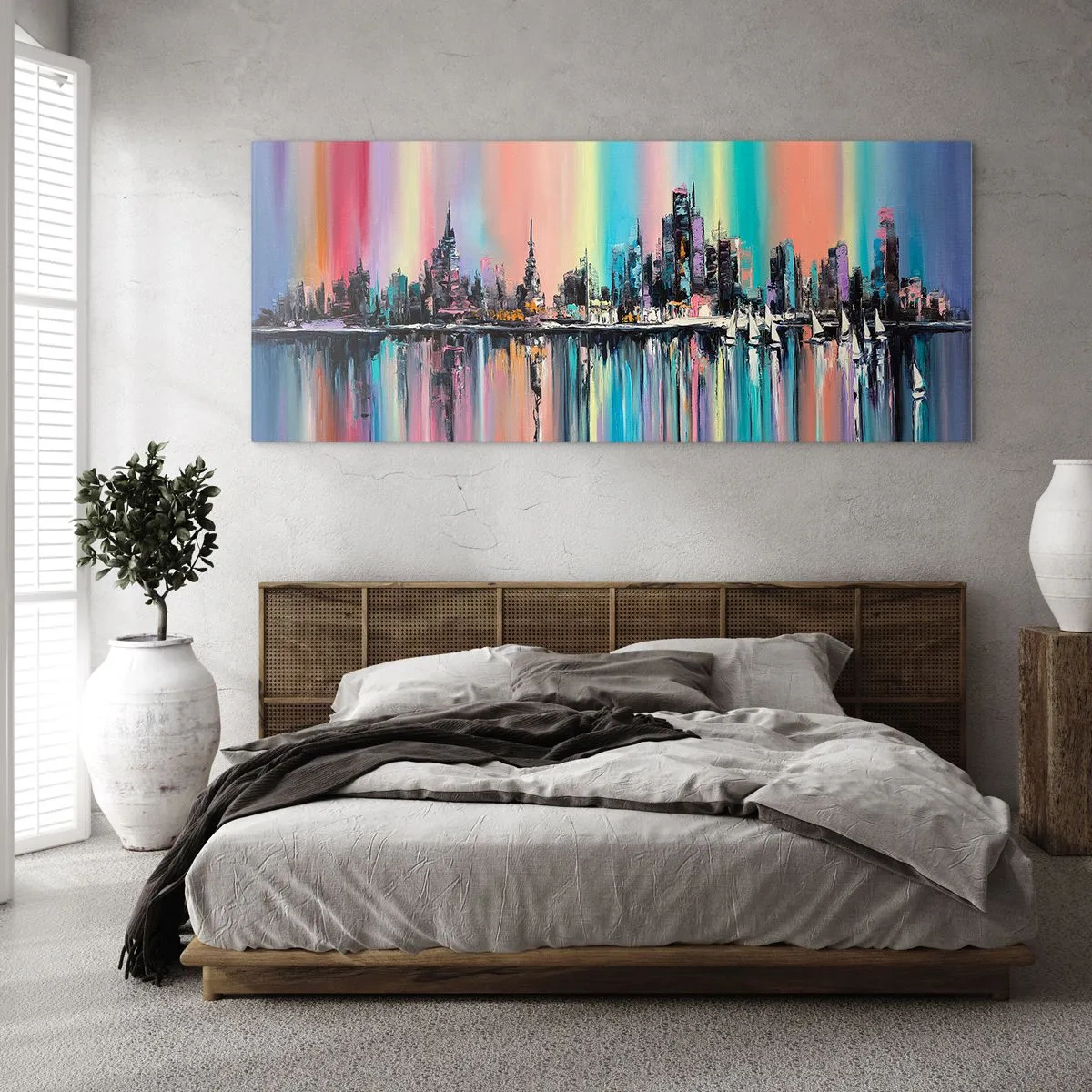 Glass picture - Run down with Night Lights - 120x50 cm