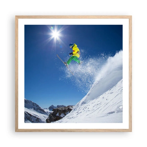 Poster in light oak frame - Dancing with the Mountains - 60x60 cm