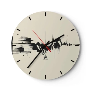 Wall clock - Clock on glass - Hasty Abstract - 40x40 cm