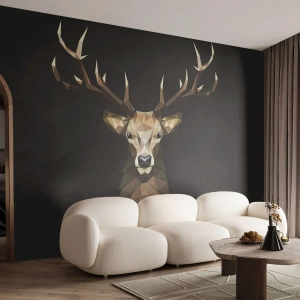 Custom Self-Adhesive Wallpaper Deluxe Sticker - Cubist Deer - Animals, Deer, Graphics