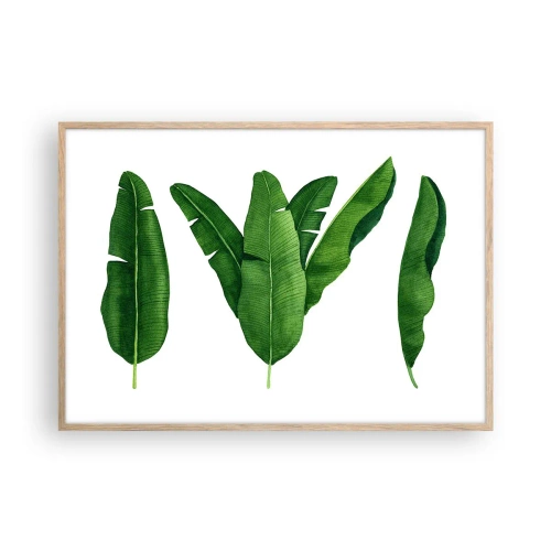 Poster in light oak frame - Green Symmetry - 100x70 cm