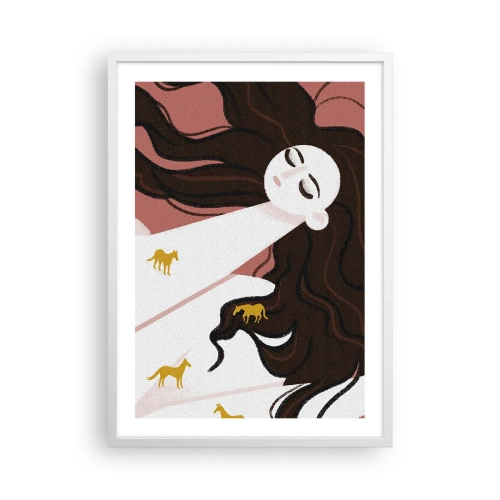 Poster in white frmae - Dream of a Golden Horse - 50x70 cm