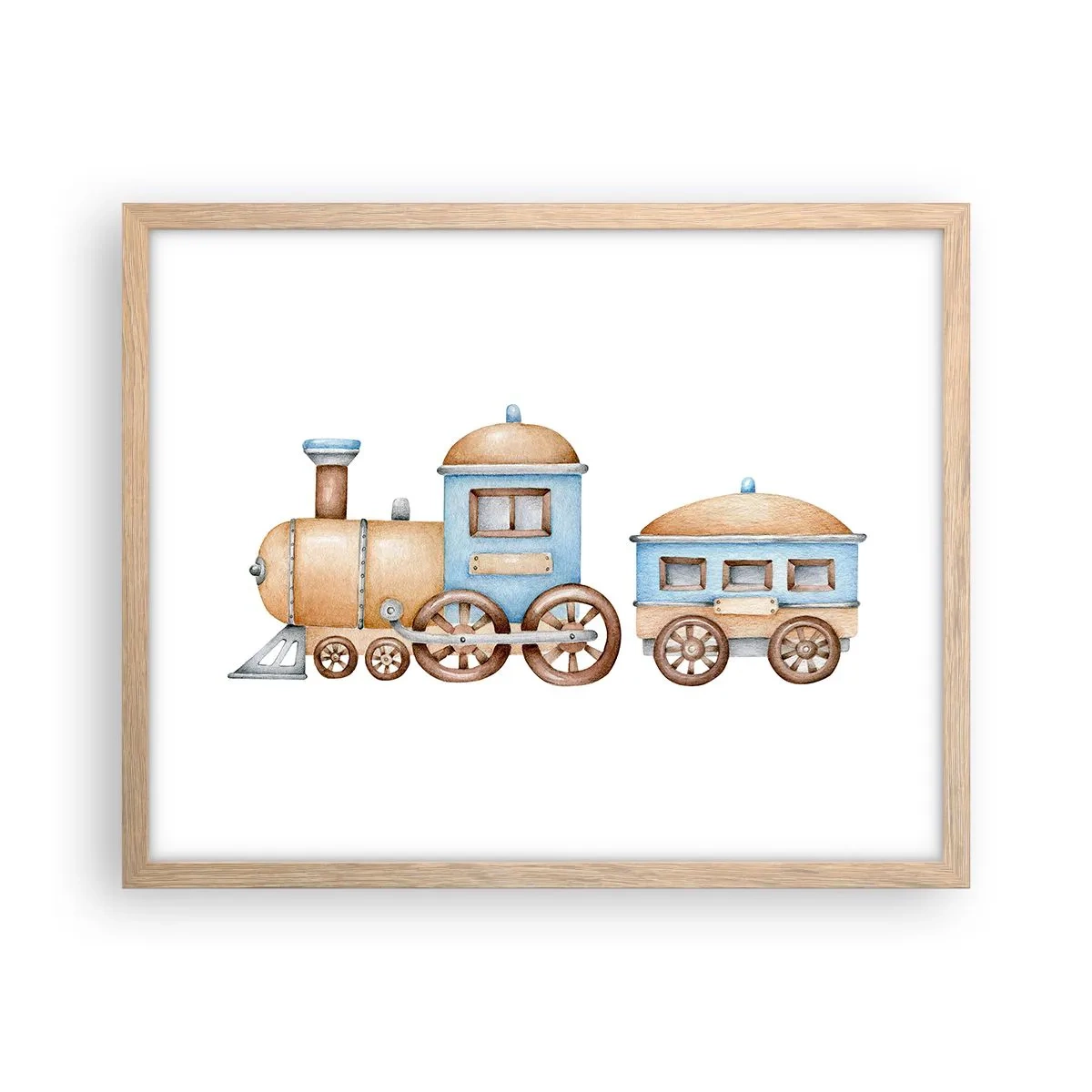 Poster in light oak frame - Standing at the Station… - 50x40 cm
