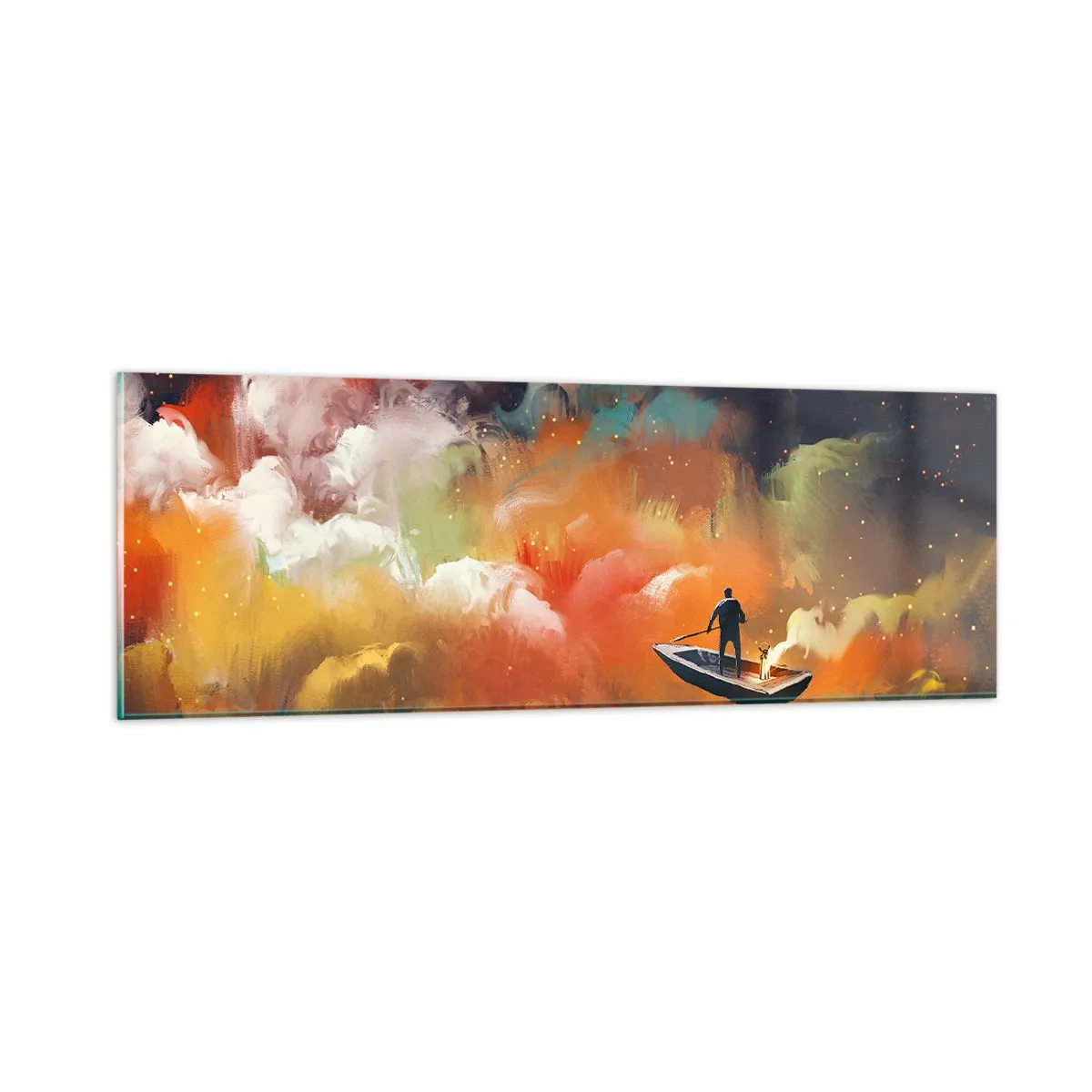 Glass picture - Through the Galaxy in a Boat - 90x30 cm