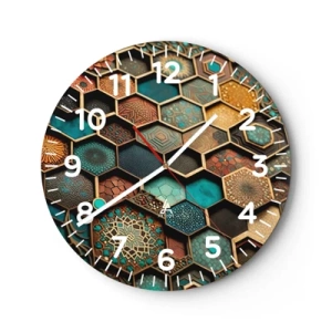 Wall clock - Clock on glass - Arabic Ornaments - Variation - 30x30 cm