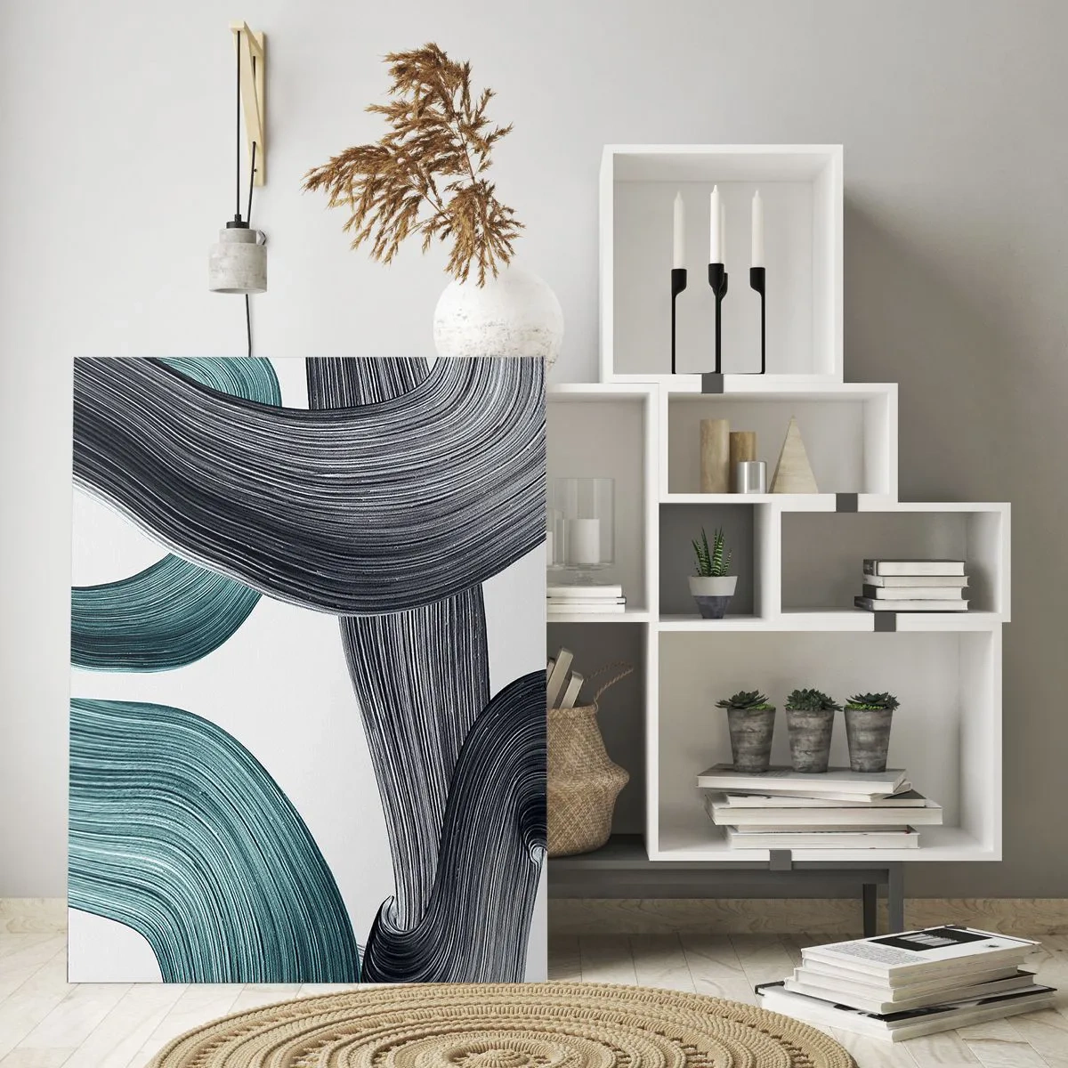 Glass picture - Emerald and Black Trails - 70x100 cm