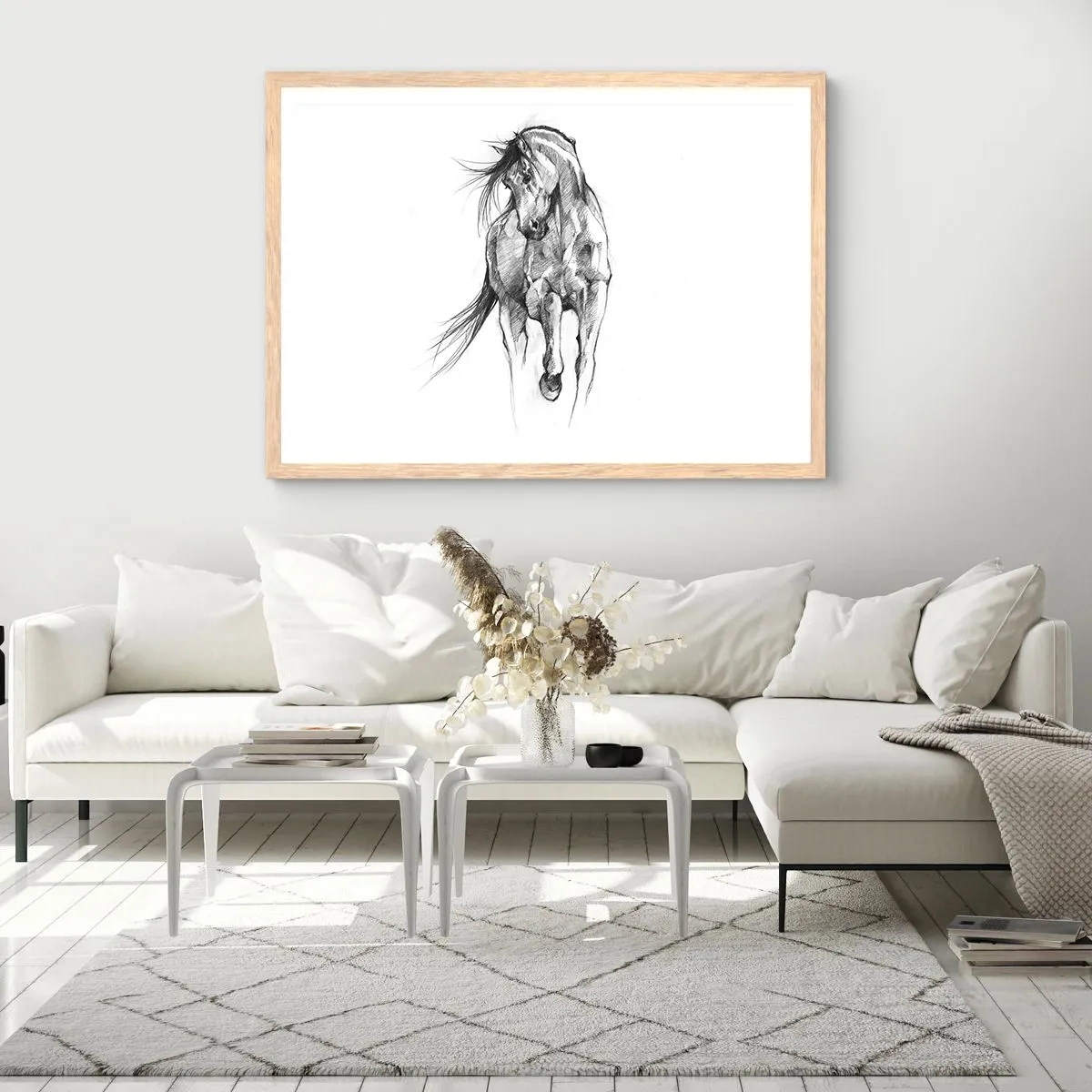 Poster in light oak frame - In a Graceful Trot - 100x70 cm