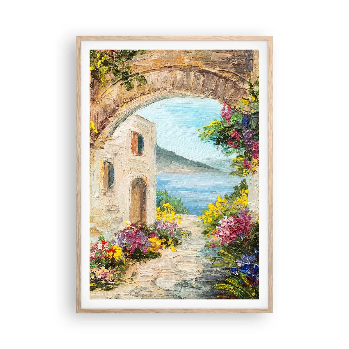 Poster in light oak frame - Charm of a Sea Province - 70x100 cm