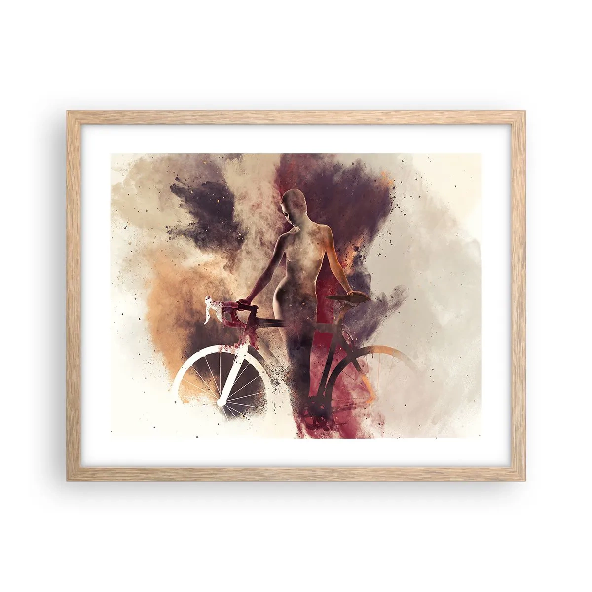 Poster in light oak frame - Marble Sculpted Biker's Soul - 50x40 cm