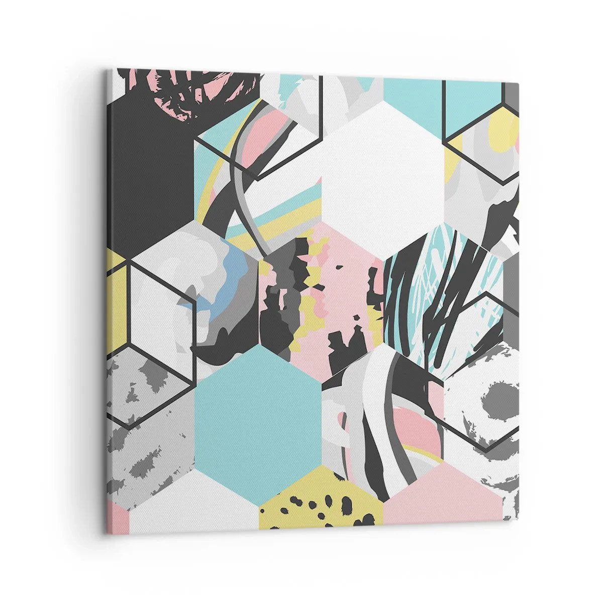 Canvas picture - Hexagons and Cubes in Six Colours - 50x50 cm