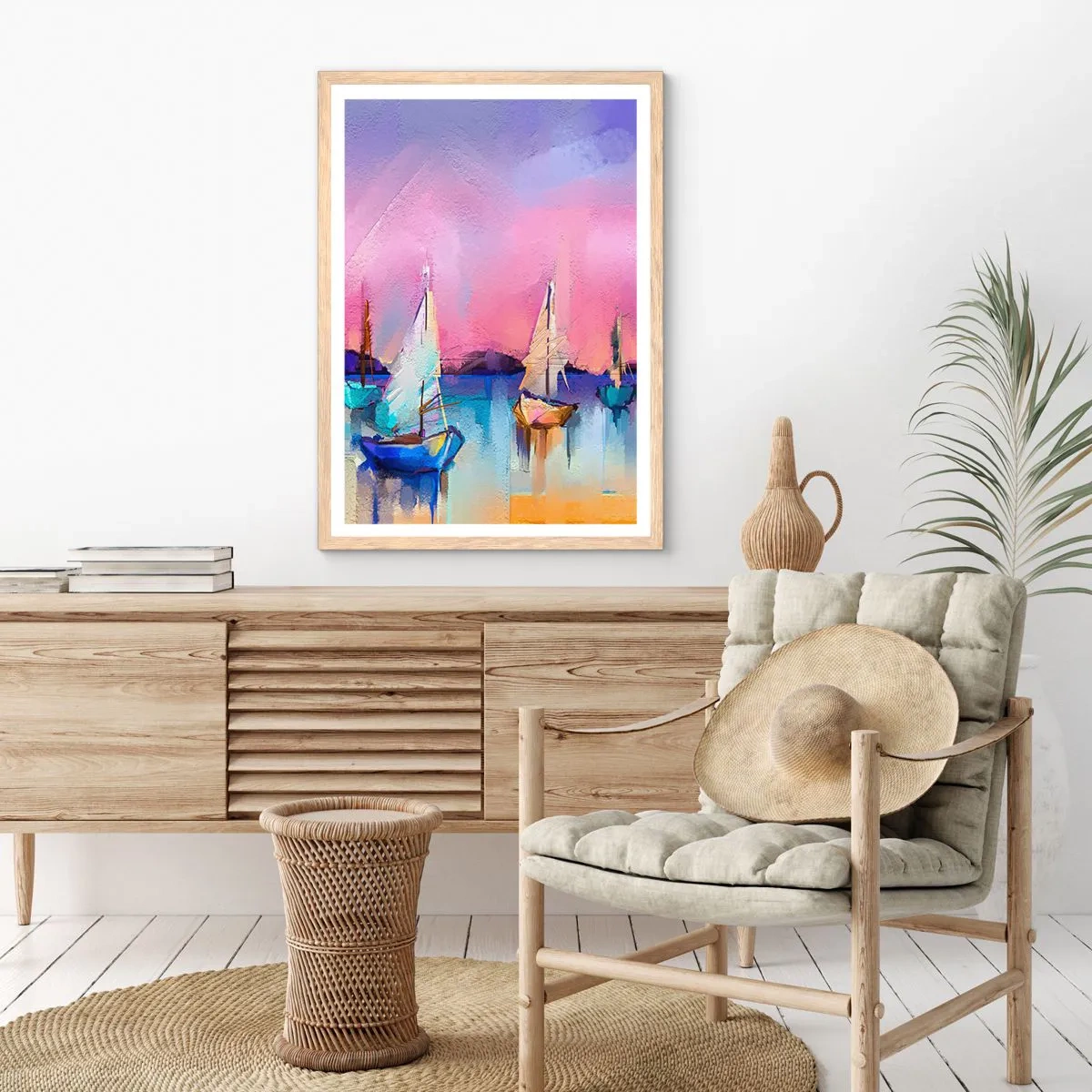 Poster in light oak frame - Direction: High Sees - 30x40 cm