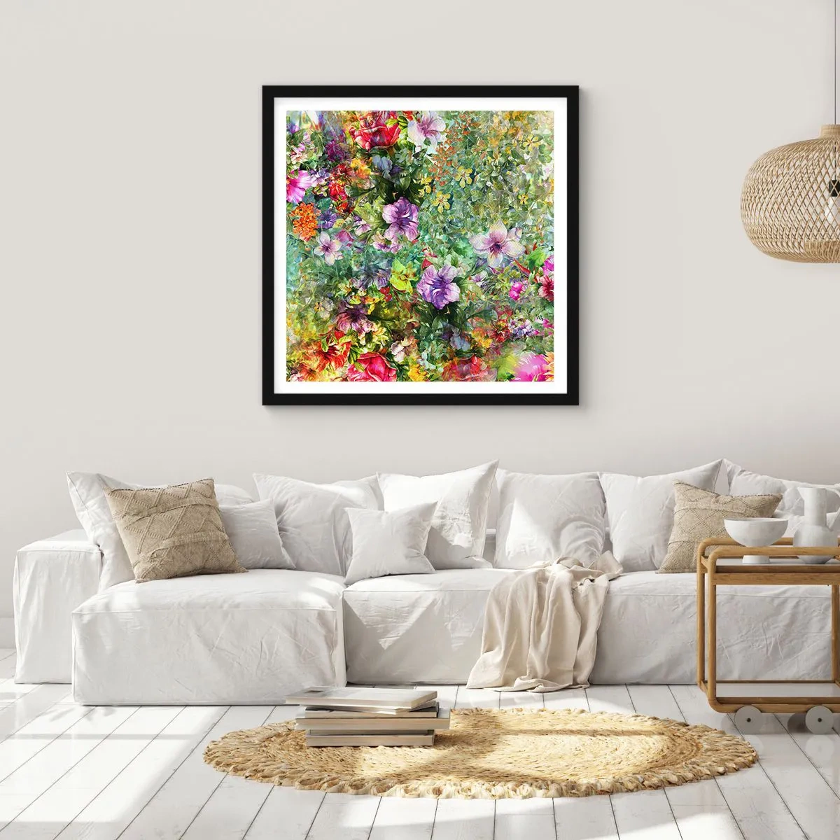Poster in black frame - Lost in the Flowers - 50x50 cm