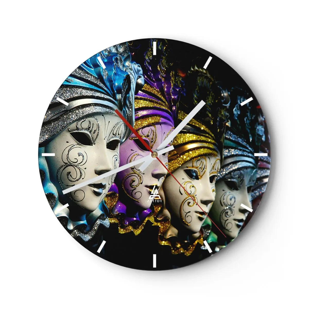 Wall clock - Clock on glass - Secret in Gold and Silver - 40x40 cm