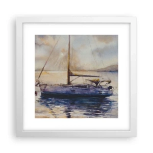 Poster in white frmae - Evening in Harbour - 30x30 cm
