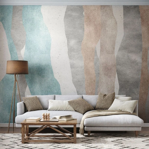 Photo Wallpaper Premium Sand - Study of Continuity - Pastel, Minimalistic, Lines - 100x70 cm