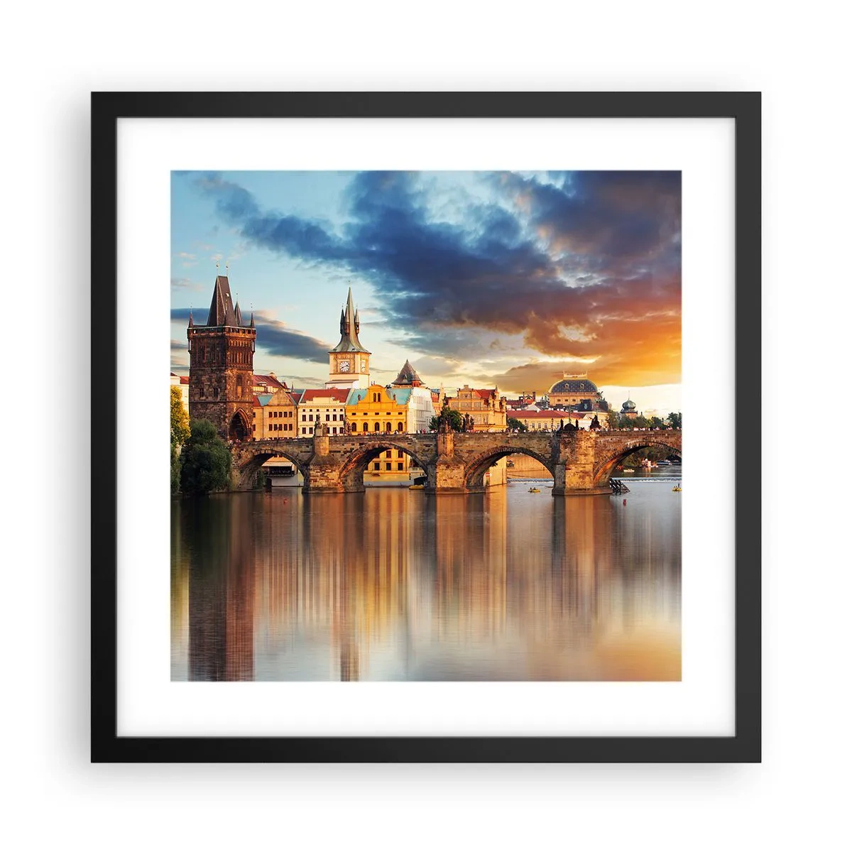 Poster in black frame - Beautiful Prague - 40x40 cm