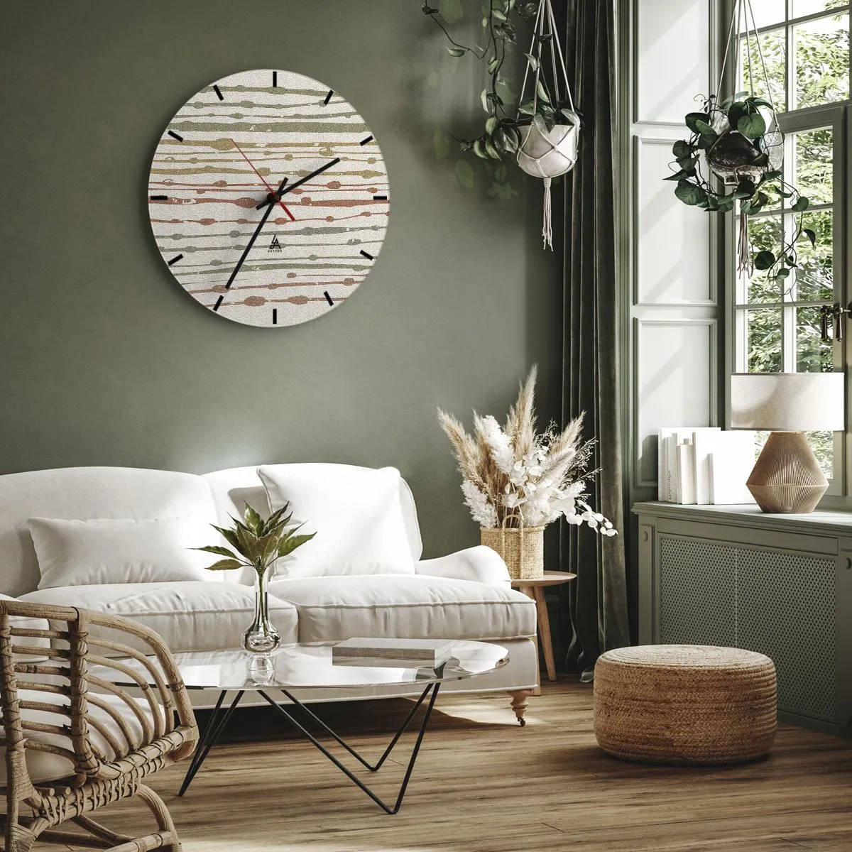 Wall clock - Clock on glass - Musical Colour Notation - 40x40 cm