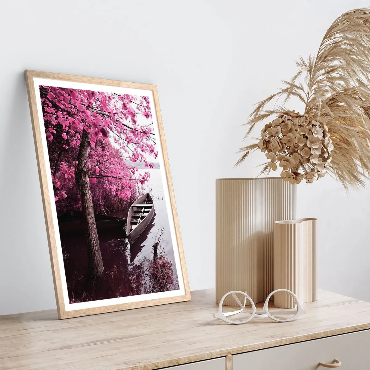 Poster in light oak frame - In Pink Silence - 70x100 cm