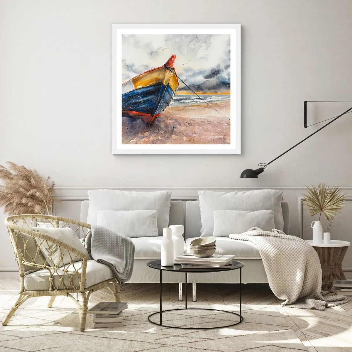 Poster in white frmae - Rest On the Shore - 50x50 cm