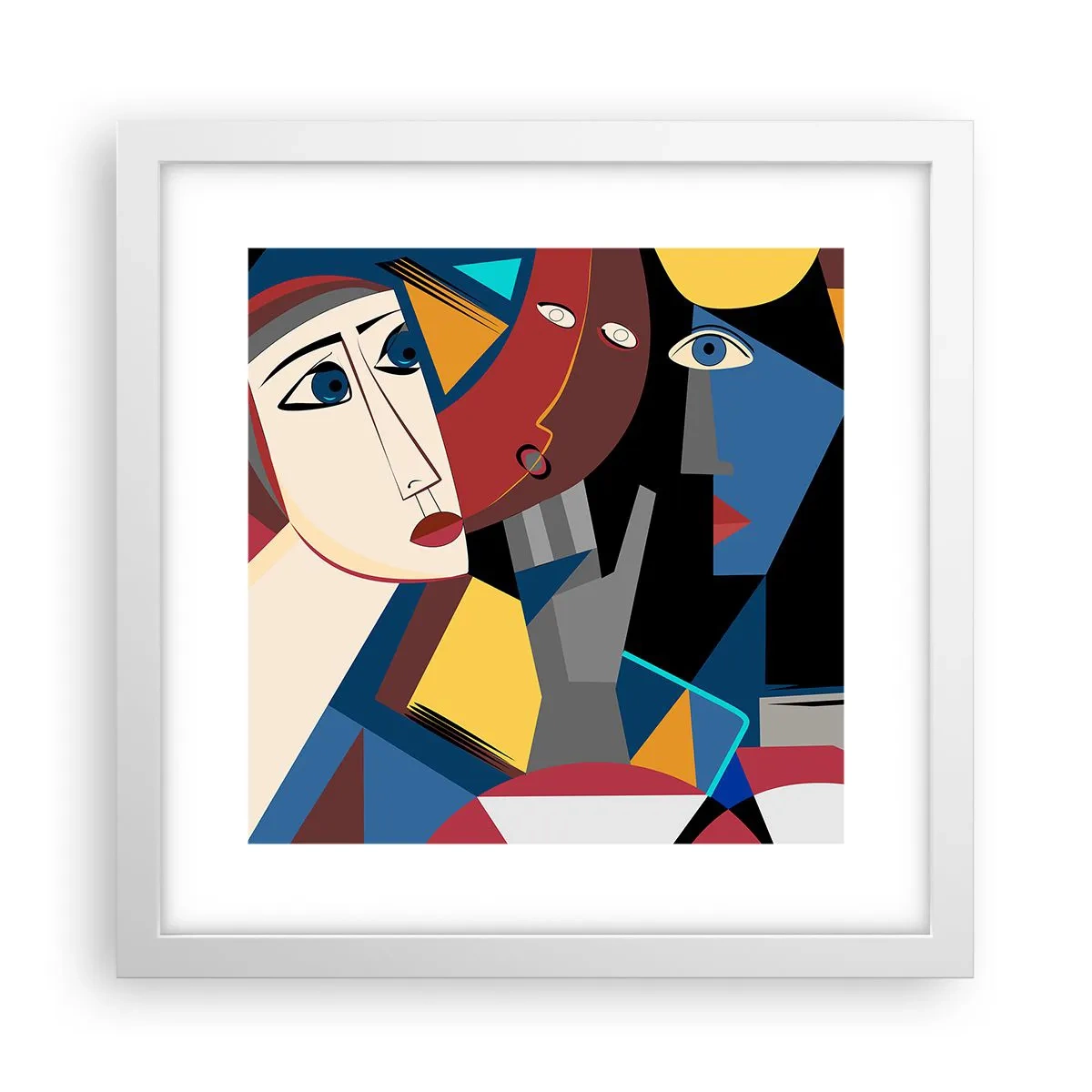 Poster in white frmae - Conversation of Cubists - 30x30 cm
