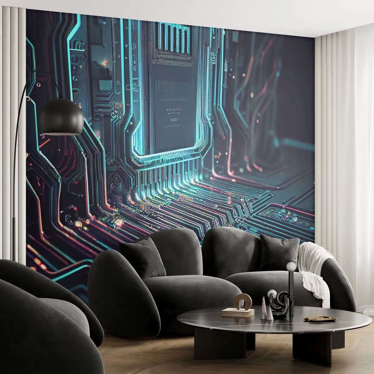 Self-Adhesive Photo Wallpaper Deluxe Sticker - I Was Just Thinking… - Technology, Computer, Processor - 350x256 cm