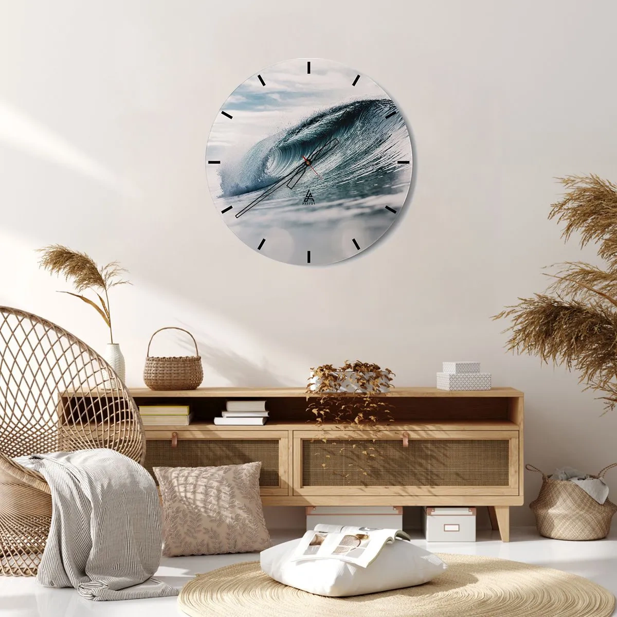 Wall clock - Clock on glass - Water Summit - 40x40 cm