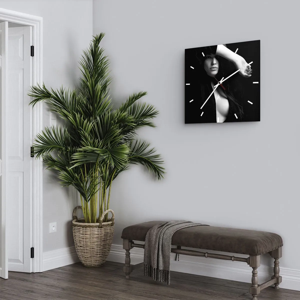Wall clock - Clock on glass - School of Seduction - 40x40 cm