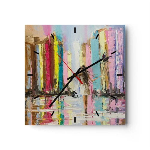 Wall clock - Clock on glass - Follow Me - 30x30 cm