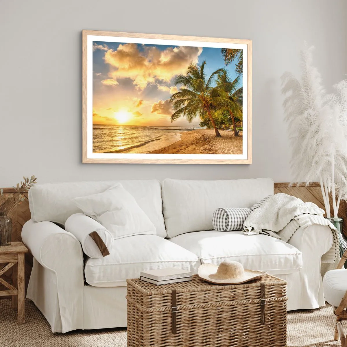 Poster in light oak frame - Eternal Summer, Always Holidays - 91x61 cm