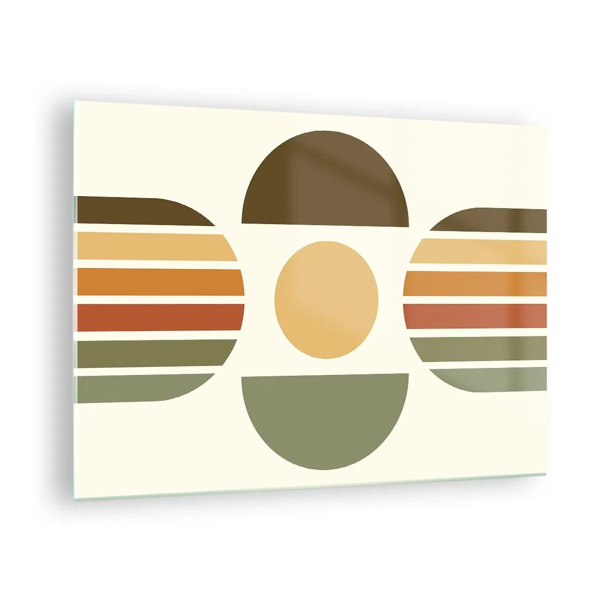 Glass picture - Abstract geometric design with earthy tones and bold shapes - 70x50cm - In the Colours of Soli - Modern wall decoration for the living room and bedroom ARTTOR