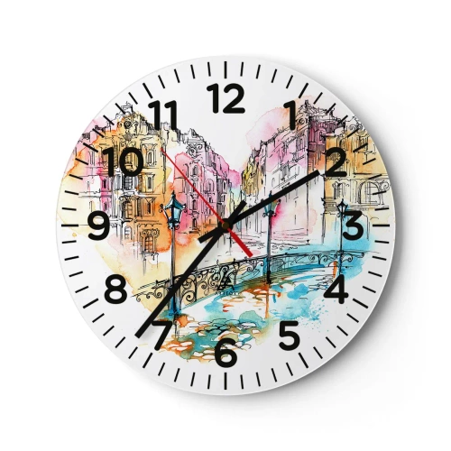 Wall clock - Clock on glass - Heart of a City - 30x30 cm