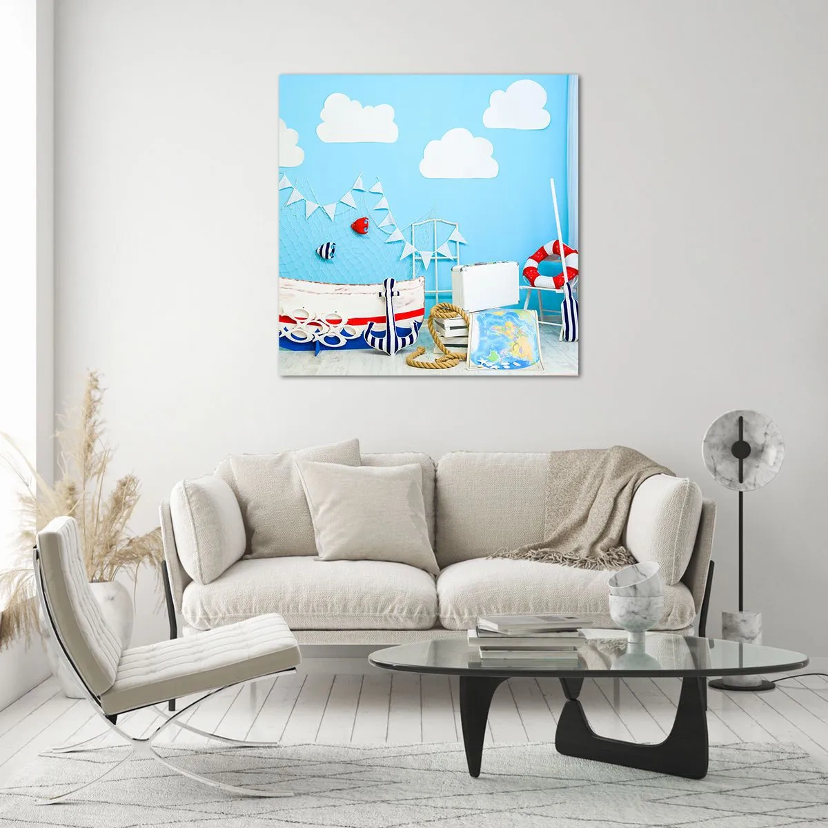 Glass picture - Child's Longing for Adventure - 50x50 cm