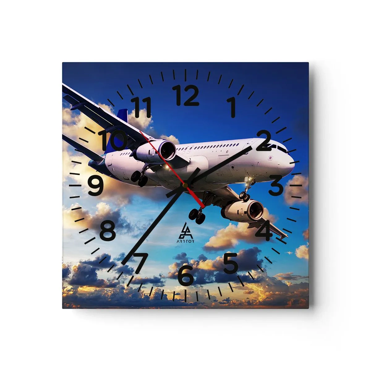 Wall clock - Clock on glass - Journey in White and Blue - 40x40 cm