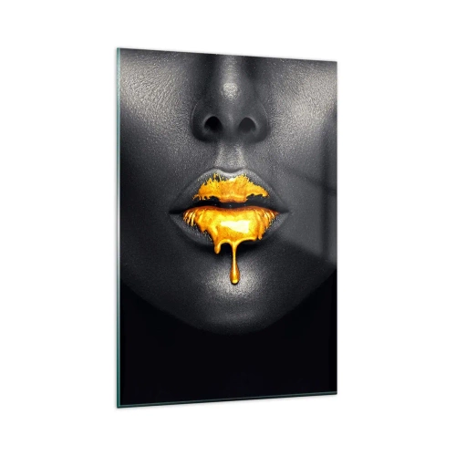 Glass picture - Golden Lips - 80x120 cm