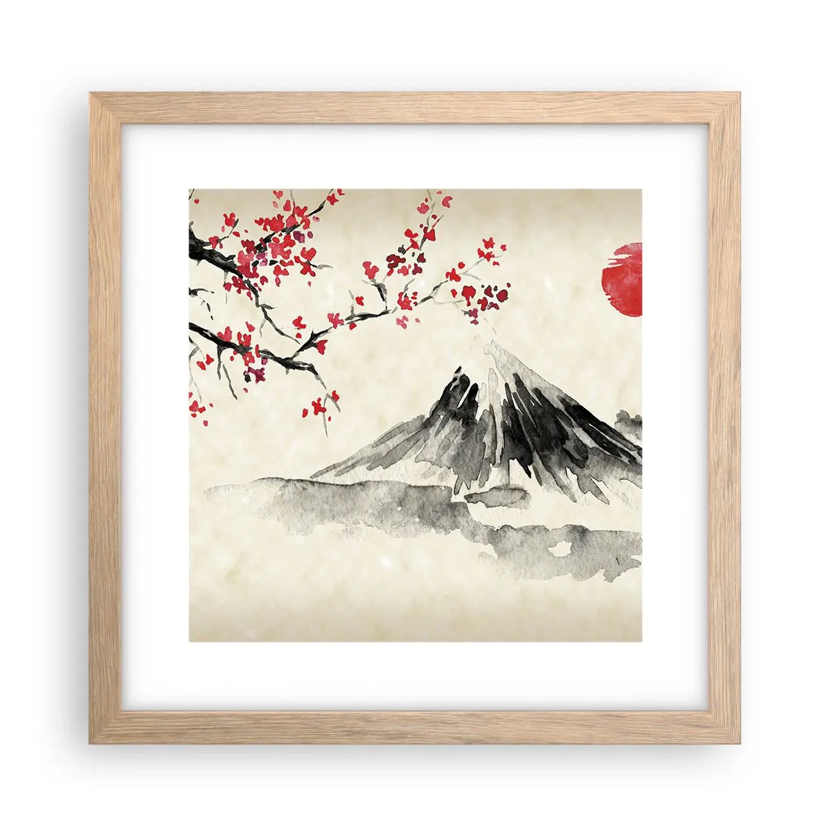 Poster in light oak frame - Love Japan - 30x30 cm