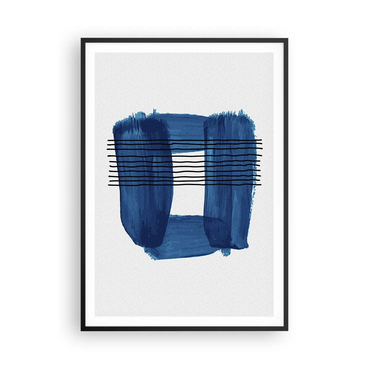 Poster in black frame - Blue and Black Composition - 70x100 cm