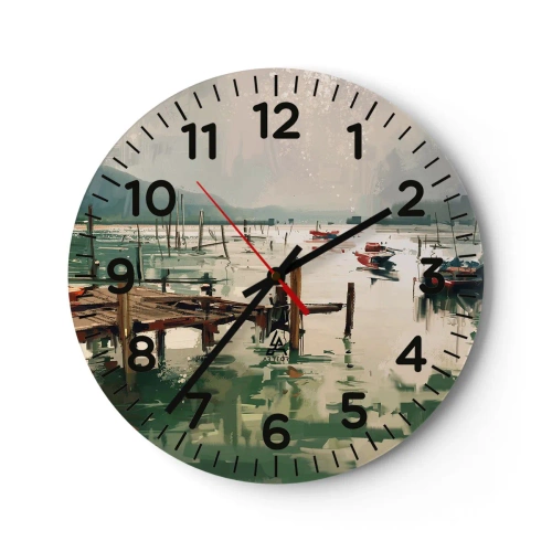 Wall clock - Clock on glass - Coated in Melted Moon - 30x30 cm