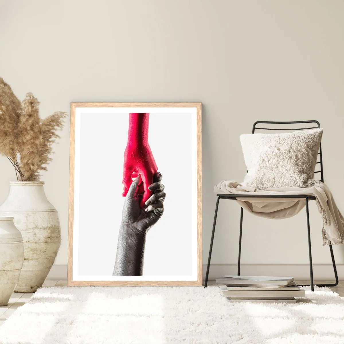 Poster in light oak frame - Together, although Different - 70x100 cm