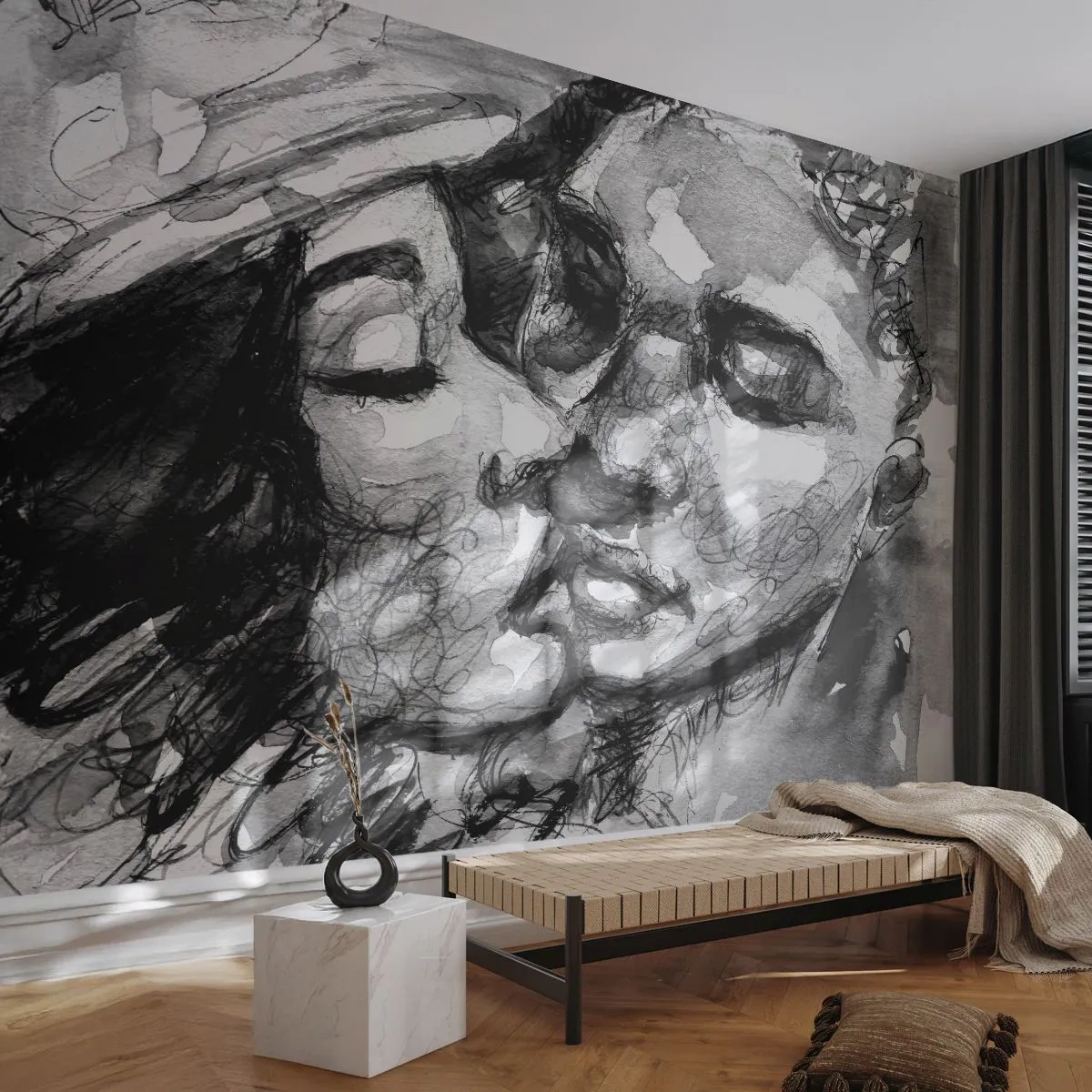 Photo Wallpaper Premium Canvas - Tender Moment - Kisses, Love, Lovers - 100x70 cm