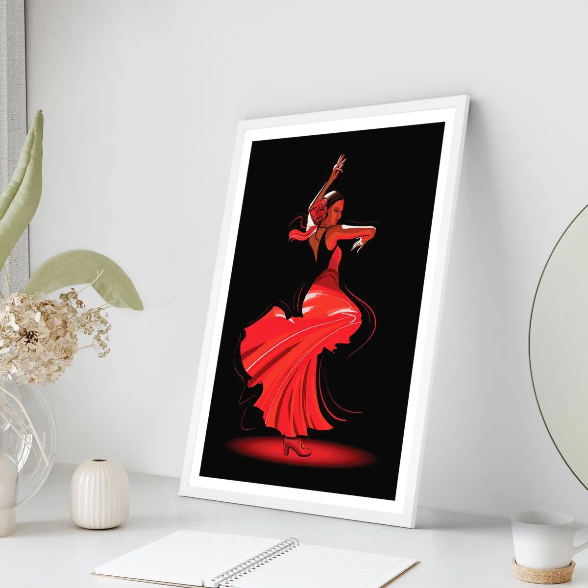 Poster in white frmae - Fiery Spirit of Flamenco - 30x40 cm