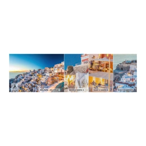 Photo Wallpaper Sample Premium Canvas - Essence of Greekness - Santorini, Architecture, Greece - 100x30 cm