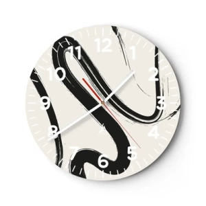 Wall clock - Clock on glass - Black and White Fancy - 30x30 cm