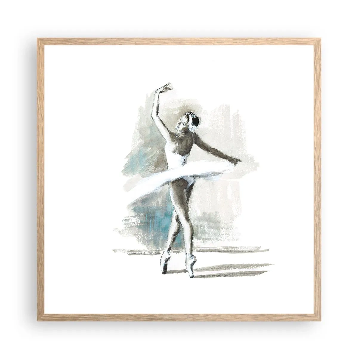 Poster in light oak frame - Enchanted into a Swan - 60x60 cm