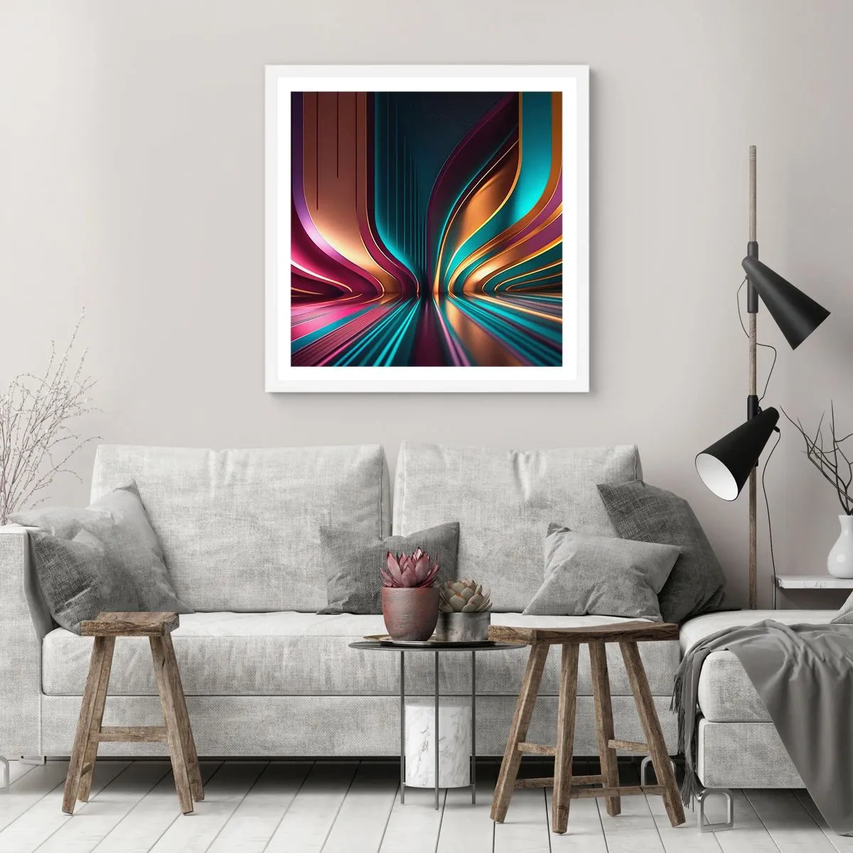 Poster in white frmae - Architecture of Light - 60x60 cm