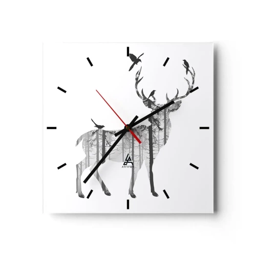 Wall clock - Clock on glass - Good Spirit of a Forest - 30x30 cm