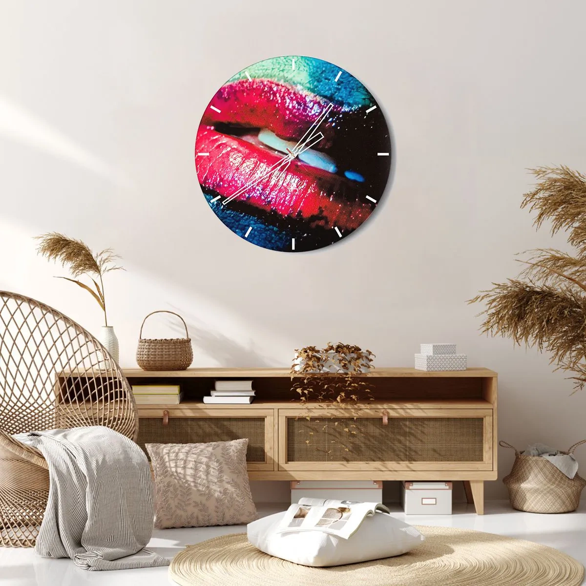 Wall clock - Clock on glass - Sensual and Unquiet - 40x40 cm